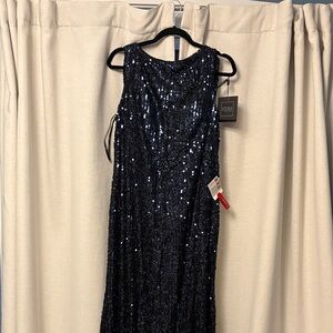Navy Sequin Evening Dress